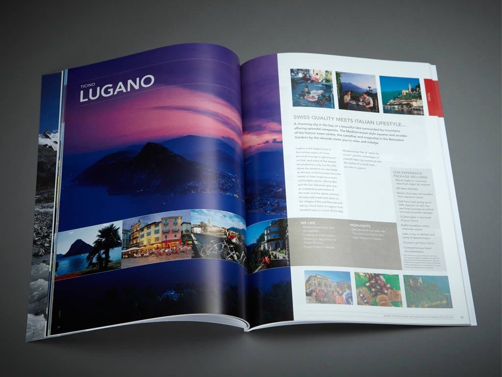 Swiss Travel Centre brochure inside spread